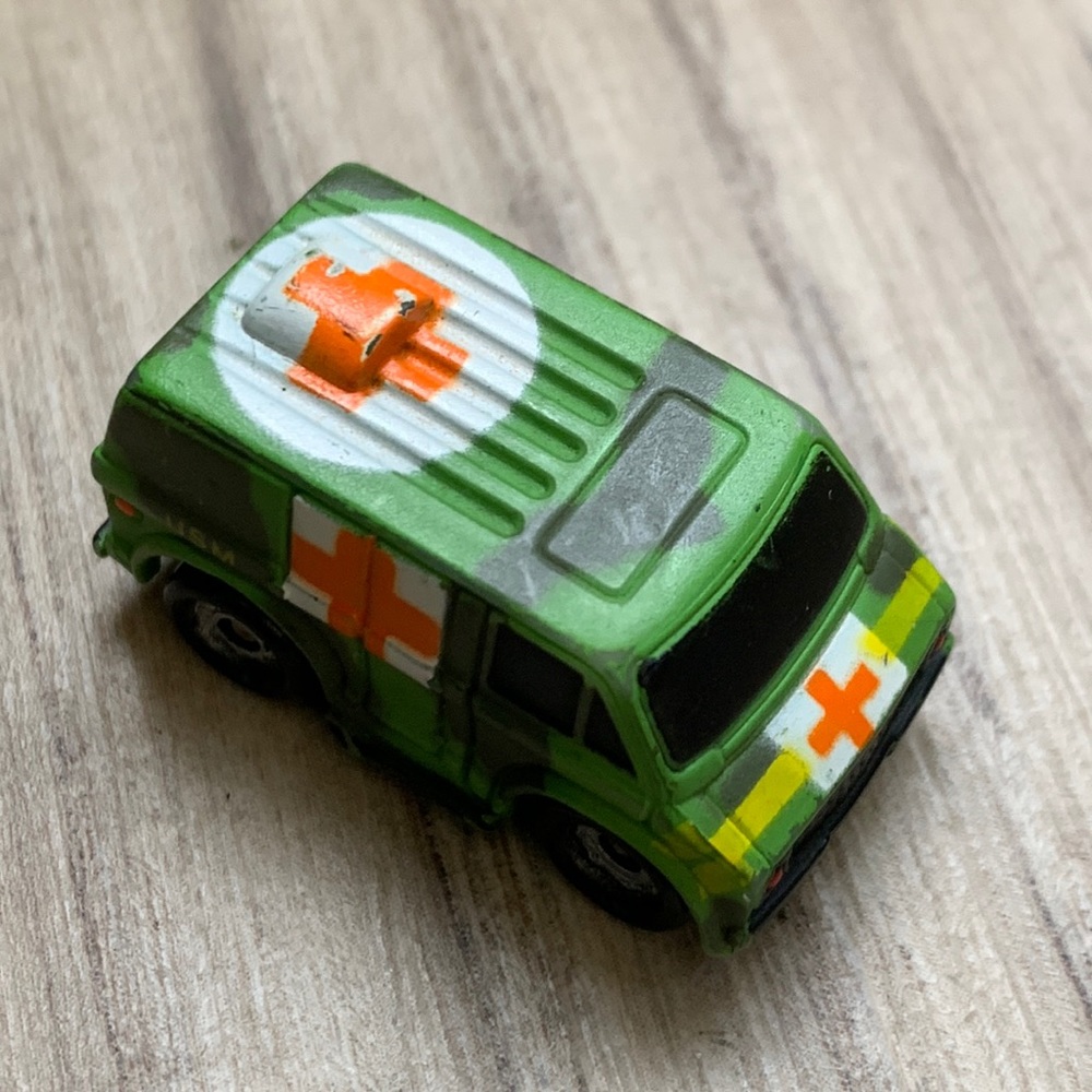 Vintage 1986 Galoob Mirco Machine Camouflage Truck Rescue Van Medic Micromachine